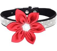 The Comfort Dog Collars,Cute Girl Rhinestone Dog Collar Soft Flower Puppy Collar Reflective Personalized Dog Collar For Small Medium Large Dogs Pets(Black,S)