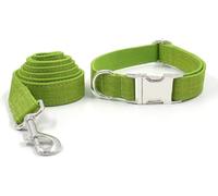 The Comfort Dog Collars,Dog Collar and Leash Set Adjustable Dog Collars with Metal Buckle and Lead for Small Dogs Strong Braided Leash for Medium Large Dogs Walking(Green,M)