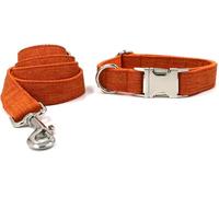 The Comfort Dog Collars,Dog Collar and Leash Set Adjustable Dog Collars with Metal Buckle and Lead for Small Dogs Strong Braided Leash for Medium Large Dogs Walking(Orange,M)
