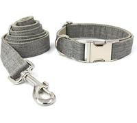 The Comfort Dog Collars,Dog Collar and Leash Set Adjustable Dog Collars with Metal Buckle and Lead for Small Dogs Strong Braided Leash for Medium Large Dogs Walking(Grey,M)