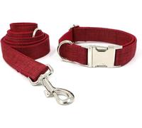 The Comfort Dog Collars,Dog Collar and Leash Set Adjustable Dog Collars with Metal Buckle and Lead for Small Dogs Strong Braided Leash for Medium Large Dogs Walking(Red,XS)