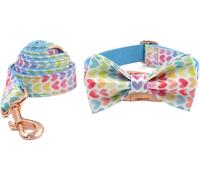 The Comfort Dog Collars,Dog Collar Personalized Adjustable Dog Collars for Medium Large Dogs Cute Puppy Collar for Boy and Girl Dogs Adjustable Dog Collar with Bow Tie Walking Running(Blue,L)