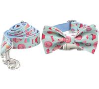 The Comfort Dog Collars,Girl Dog Collar and Leash Set Cute Dog Collar with Bow Tie for Female Dogs Adjustable Fancy Pet Collar for Small Medium Large Dogs Girl Dog Gift(XS)