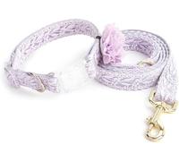 The Comfort Dog Collars,Lace Dog Collar and Leash Set Cotton Puppy Collar Handmade Embroidered Dog Collar with Flower Adjustable Large Dog Collar Fashion Medium Dog Collar for Wedding Party Birthday(P