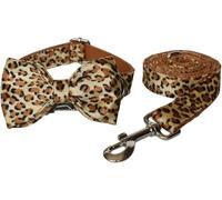 The Comfort Dog Collars,Leopard Dog Collar With Detachable Bow Summer Popular Dog Collar With Personalized Adjustable Metal Buckle For Small Medium Large Dogs(L)