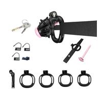 The Comfortable Male Restraint Chastity Device with Pointed Chastity cage is Suitable for Long-Term Wearing, Erection Control and Restraint Fixation A204-uk (Black:B, S)