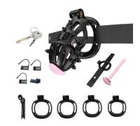 The Comfortable Male Restraint Chastity Device with Pointed Chastity cage is Suitable for Long-Term Wearing, Erection Control and Restraint Fixation A204-uk (Black:B, L)