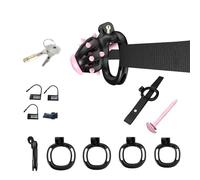 The Comfortable Male Restraint Chastity Device with Pointed Chastity cage is Suitable for Long-Term Wearing, Erection Control and Restraint Fixation A204-uk (Black+Pink:B, S)