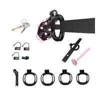 The Comfortable Male Restraint Chastity Device with Pointed Chastity cage is Suitable for Long-Term Wearing, Erection Control and Restraint Fixation A204-uk (Black+Pink:B, M)