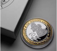 The Commemorative Coin Company 10th Tin Wedding Anniversary Dual Metal Commemorative. Gift Box. 10 Years Together Husband/Wife/Couple Gift/Present/Token/Love