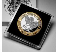 The Commemorative Coin Company 15th Crystal Wedding Anniversary Dual Metal Commemorative in Gift Case. Husband/Wife/Couple 15 Years Together Gift/Present/Token/Love