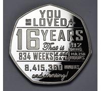 The Commemorative Coin Company 16th Birthday Silver Commemorative. 16 Years 'And Counting' Gift/Present Congratulations/Party/Celebration/Ideas Son/Daughter/Grandson/Granddaughter
