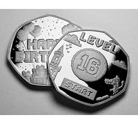 The Commemorative Coin Company 16th Birthday Silver Commemorative. Level 16 Retro/Gaming Gift/Present 16 Years Son/Daughter/Grandson/Granddaughter