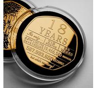 The Commemorative Coin Company 18th Birthday 24ct Gold Commemorative in Capsule. Congratulations/Party/Celebration/Ideas Celebrating 18 Years. Gift/Present.