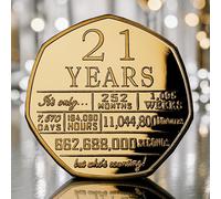 The Commemorative Coin Company 21st Birthday 24ct Gold Commemorative. Gift/Present/Son/Daughter/Party. Twenty One 21 Years