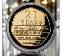 The Commemorative Coin Company 21st Birthday 24ct Gold Commemorative in Capsule. Gift/Present Congratulations Son/Daughter/Party. Twenty One 21 Years