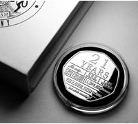 The Commemorative Coin Company 21st Birthday Silver Commemorative in Gift Box. Gift/Present/Son/Daughter/Party. 21 Years Twenty One