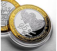 The Commemorative Coin Company 25th Silver Wedding Anniversary Dual Metal Commemorative. Gift/Present Partner/Husband/Wife/Couple. 25 Years Twenty Five