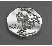 The Commemorative Coin Company 25th SILVER WEDDING ANNIVERSARY Solid Silver Commemorative in Capsule. Gift/Present. 25 Years Together. 14g Pure .999 Hallmarked Silver