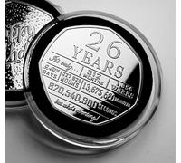 The Commemorative Coin Company 26th Birthday Silver Commemorative in Capsule. Gift/Present/Son/Daughter/Party. Twenty Six 26 Years