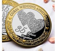 The Commemorative Coin Company 35th Coral Wedding Anniversary Dual Metal Commemorative. 35 Years Together Husband/Wife/Couple Gift/Present/Token/Love