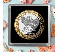 The Commemorative Coin Company 35th Coral Wedding Anniversary Dual Metal Commemorative in Gift Case. 35 Years Together Husband/Wife/Couple Gift/Present/Token/Love
