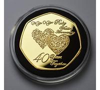 The Commemorative Coin Company 40th RUBY WEDDING ANNIVERSARY 24ct Gold Commemorative in Capsule. Gift/Present. 40 Years Together