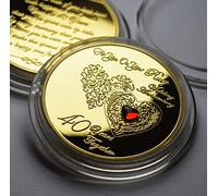The Commemorative Coin Company 40th RUBY WEDDING ANNIVERSARY 24ct Gold Commemorative with Ruby Gemstone. Gift/Present. 40 Years Together. Husband/Wife/Parents