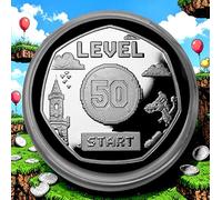 The Commemorative Coin Company 50th Birthday Silver Commemorative in Capsule. 50 Years Level 50 Retro/Gaming Gift/Present Son/Daughter/Friend/Dad/Mum
