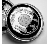 The Commemorative Coin Company 50th Birthday Silver Commemorative in Capsule. Level 50 Retro/Gaming Gift/Present 50 Years Son/Daughter/Friend/Dad/Mum