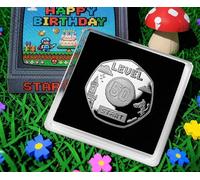 The Commemorative Coin Company 50th Birthday Silver Commemorative in Gift Case. Level 50 Retro/Gaming Gift/Present 50 Years Dad/Mum/Partner/Friends
