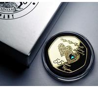 The Commemorative Coin Company 55TH EMERALD WEDDING ANNIVERSARY 24ct Gold Commemorative with Diamante Gemstone. Capsule and Gift Box. Gift/Present 55 Years Together