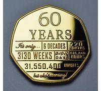 The Commemorative Coin Company 60th Birthday 24ct Gold Commemorative. Unique Gift/Present Party/Celebration Ideas 60 Sixty Years Sixtieth