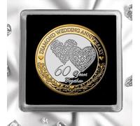 The Commemorative Coin Company 60th Diamond Wedding Anniversary Dual Metal Commemorative in Gift Case. 60 Years Together Husband/Wife/Couple Gift/Present/Token/Love