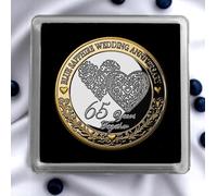 The Commemorative Coin Company 65th Blue Sapphire Wedding Anniversary Dual Metal Commemorative in Gift Case. Husband/Wife/Couple 65 Years Together Gift/Present/Token/Love