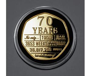 The Commemorative Coin Company 70th Birthday 24ct Gold Proof Commemorative in Capsule. Unique Gift/Present. Seventieth 'But Who's Counting'.