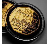 The Commemorative Coin Company 8th Birthday 24ct Gold Commemorative in Capsule. Gift/Present. 8 Years Old Son/Daughter/Grandson/Granddaughter