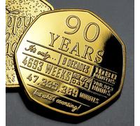The Commemorative Coin Company 90th Birthday 24ct Gold Commemorative. 90 Years 'But Who's Counting' Gift/Present. Celebrating 90 Ninety Years. Grandad/Grandma