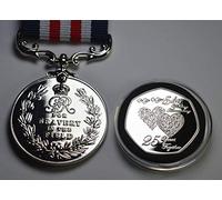 Beautiful 25th SILVER WEDDING ANNIVERSARY Commemorative & Capsule with 'Bravery in the Field' Service Medal! Gift/Present 25 Years Together 999 Silver