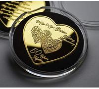 The Commemorative Coin Company Beautiful 50th GOLDEN WEDDING ANNIVERSARY Heart Shaped Commemorative in Capsule. Gift/Present/Congratulations. 50 Years Together. Fifty/Fiftieth. 24ct Gold