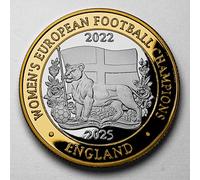 The Commemorative Coin Company ENGLAND Women's Football Silver & 24ct Gold Dual Metal Commemorative. 2022 2025. Lioness/Lionesses European Champions