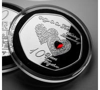 The Commemorative Coin Company For You ON OUR 10th TIN WEDDING ANNIVERSARY Commemorative in Capsule. Gift/Present. Red Diamante Gemstone. 10 Years