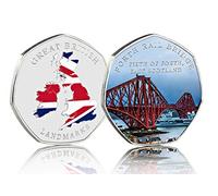 The Commemorative Coin Company FORTH RAIL BRIDGE Full Colour Silver Commemorative GREAT BRITISH LANDMARKS
