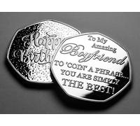 The Commemorative Coin Company Happy Birthday Commemorative - To My Amazing Boyfriend. 'Coin a Phrase'. Gift/Present. Silver. From Girlfriend/Partner