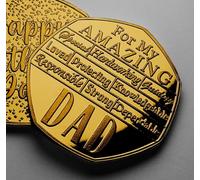 The Commemorative Coin Company HAPPY FATHER'S DAY 24ct Gold Commemorative. Gift/Present. From Son/Daughter Dad/Father/Fathers Day/Best Dad