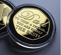 The Commemorative Coin Company HAPPY FATHER'S DAY 24ct Gold Commemorative in Capsule. 'Coin a Phrase'. Gift/Present. Best Dad. From Son/Daughter