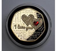 The Commemorative Coin Company Happy Valentine's Day 'I Love You' 24ct Gold Commemorative with Diamante Gemstone in Capsule. Husband/Wife/Girlfriend/Boyfriend/Partner Gift/Present