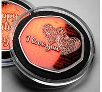 The Commemorative Coin Company Happy Valentine's Day 'I Love You' Silver with Red Enamel Commemorative in Capsule. Husband/Wife/Girlfriend/Boyfriend/Partner Gift/Present