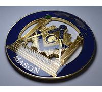 The Commemorative Coin Company Large Enamelled MASONIC Car Emblem/Decoration/Badge/Decal. Square & Compasses. Freemasonry, Masons, Lodge. Enamel Badge, 75mm