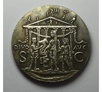 The Commemorative Coin Company Large Roman Silver Emperor Caligula Coin with Pietas. 3.5cm 20g .925 Silver Plated. Replica, Reproduction, Collectable, Copy. Museum Quality.